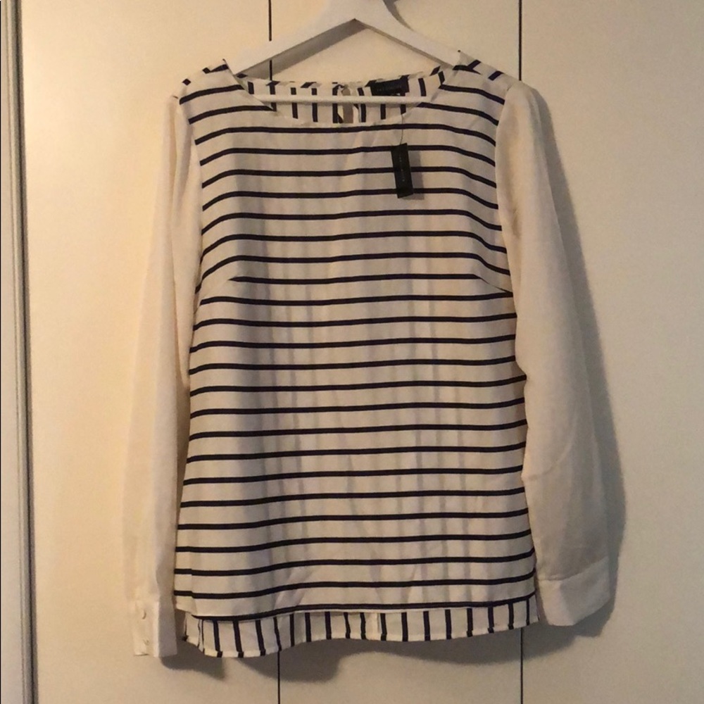The Limited Navy and White Striped Blouse